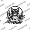 Cat with Flowers DXF Files